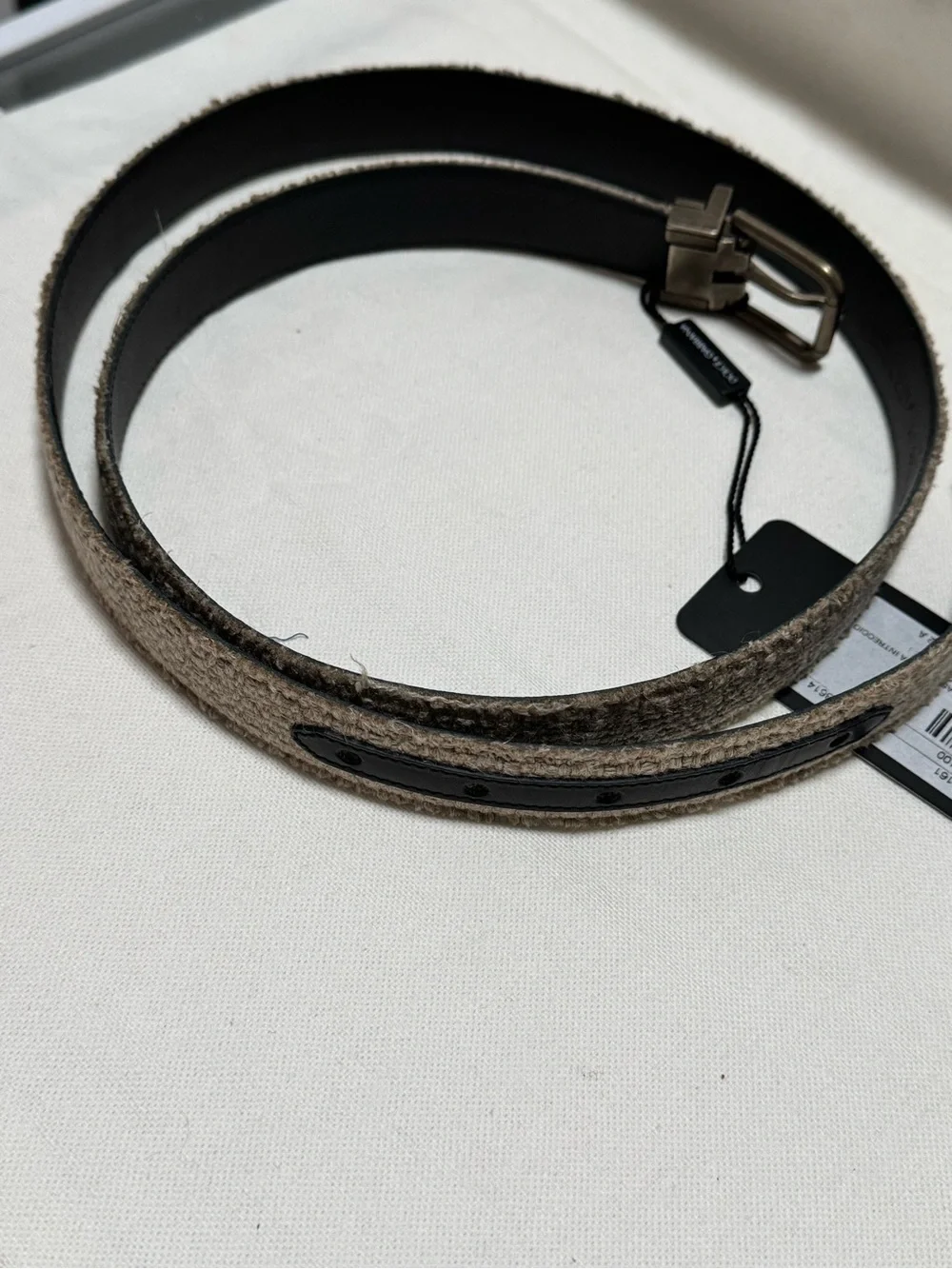 Dolce & Gabbana Men's Gray Woven Leather Belt with Metal Buckle
